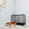 36 inches Black wire dog cage double lock mechanism two doors two handles Double bolt