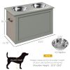 Raised Dog Feeding Station with 2 Stainless Steel Bowls and Storage for Large Dogs and Other Large Pets Gray